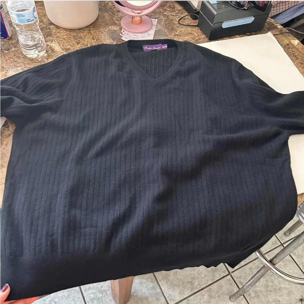 Vintage Ralph Lauren Purple Label V-neck sweater 100% Cashmere. - Picture 3 of 10